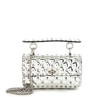 Valentino Garavani Rockstud Spike Flap Bag Quilted Patent Small