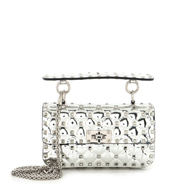Valentino Garavani Rockstud Spike Flap Bag Quilted Patent Small