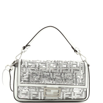 Fendi Baguette NM Bag Sequin Zucca Embroidered PU Medium