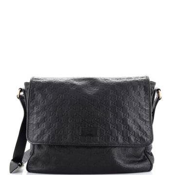 Gucci Flap Messenger Bag Guccissima Leather Large