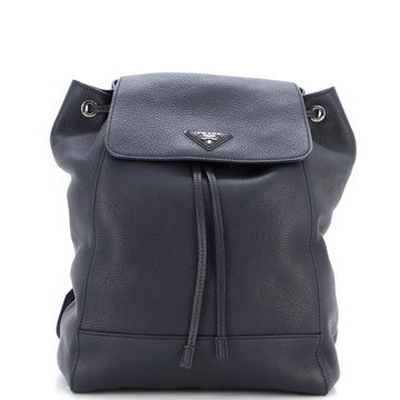 Prada Drawstring Flap Backpack Vitello Daino Large