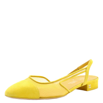 Chanel Women's Cap Toe CC Slingback Flats Mesh
