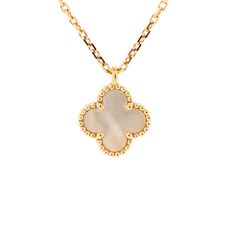 Van Cleef & Arpels Sweet Alhambra Pendant Necklace 18K Yellow Gold and Mother of Pearl
