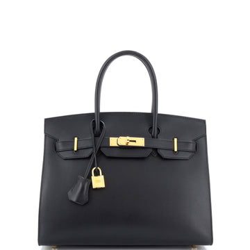 Hermes Birkin Sellier Bag Black Monsieur with Gold Hardware 30