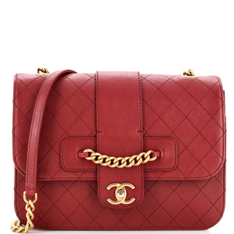 Chanel Front Chain Flap Bag Quilted Sheepskin Large