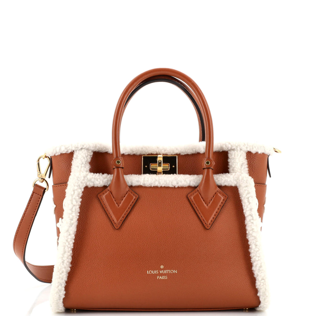 Louis Vuitton On My Side Tote Leather with Shearling PM Brown 216633119