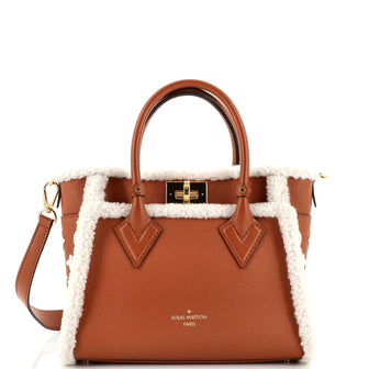 Louis Vuitton On My Side Tote Leather with Shearling PM Brown
