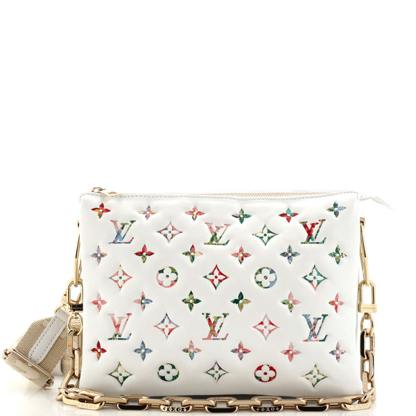 Louis Vuitton Collection White Coussin PM Leather Monogram Flowers