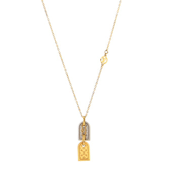 Louis Vuitton Nanogram Name Tag Pendant Necklace Metal Gold 21663344