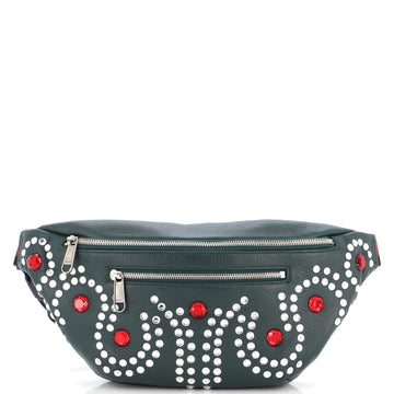 Gucci Front Zip Waist Bag Embellished Leather