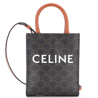 Celine Vertical Cabas Tote Triomphe Coated Canvas Mini