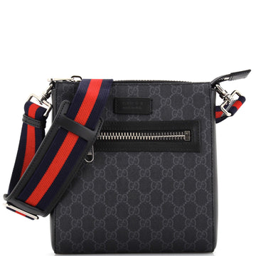 Gucci Web Strap Front Zip Messenger Bag GG Coated Canvas Small