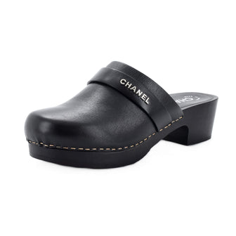 Chanel Women's Logo Clogs Leather