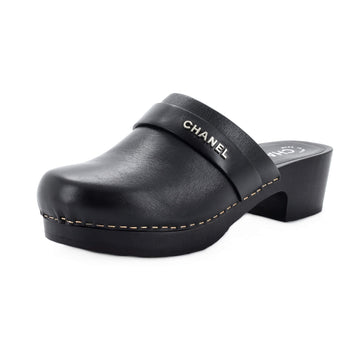 Chanel Women's Logo Clogs Leather