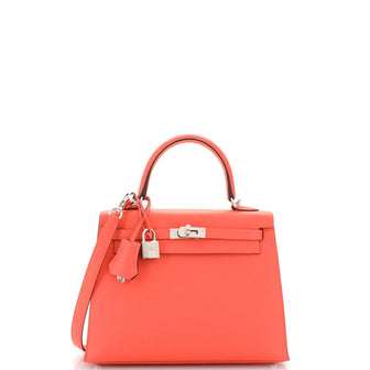 Hermes Kelly Handbag Verso Epsom with Palladium Hardware 25