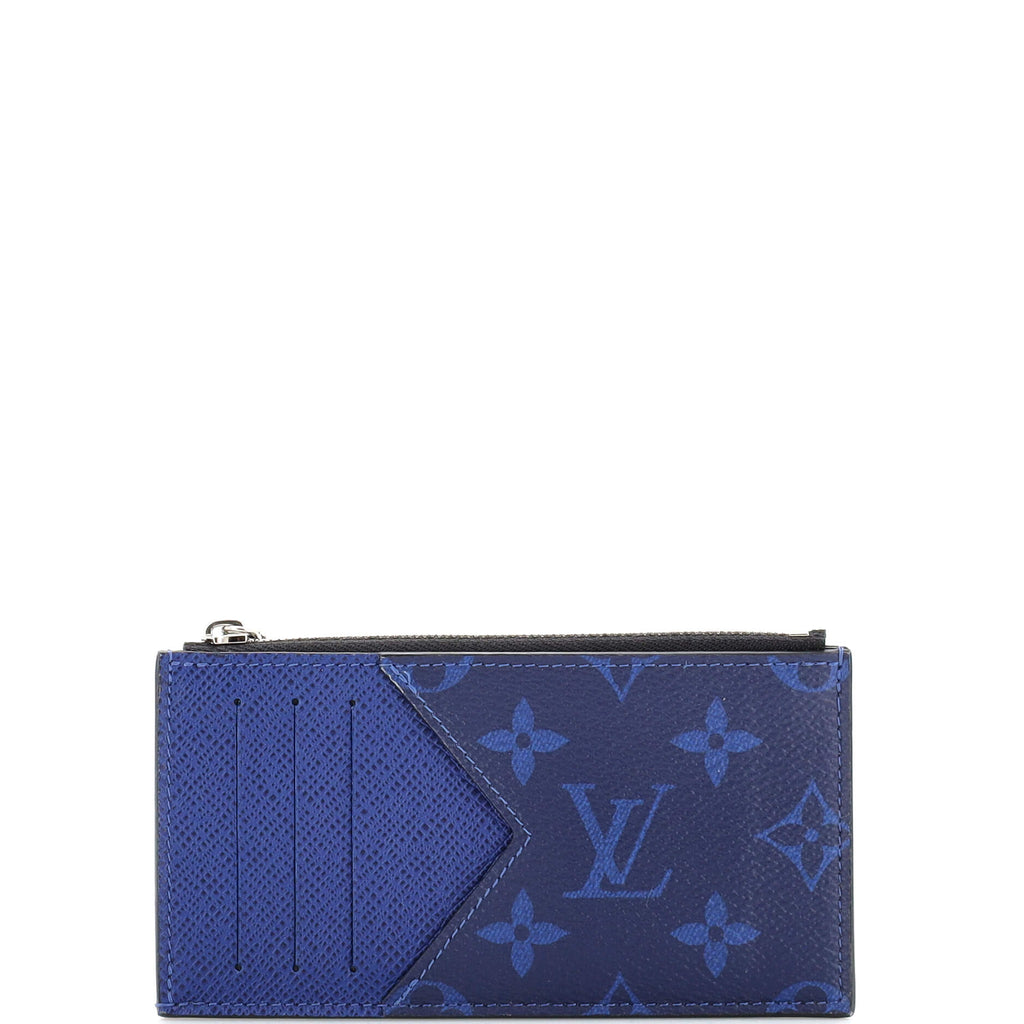 coin card holder leather small bag Louis Vuitton Blue in Leather