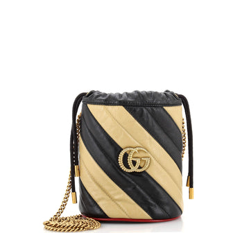 Gucci GG Marmont Bucket Bag Diagonal Quilted Leather Mini