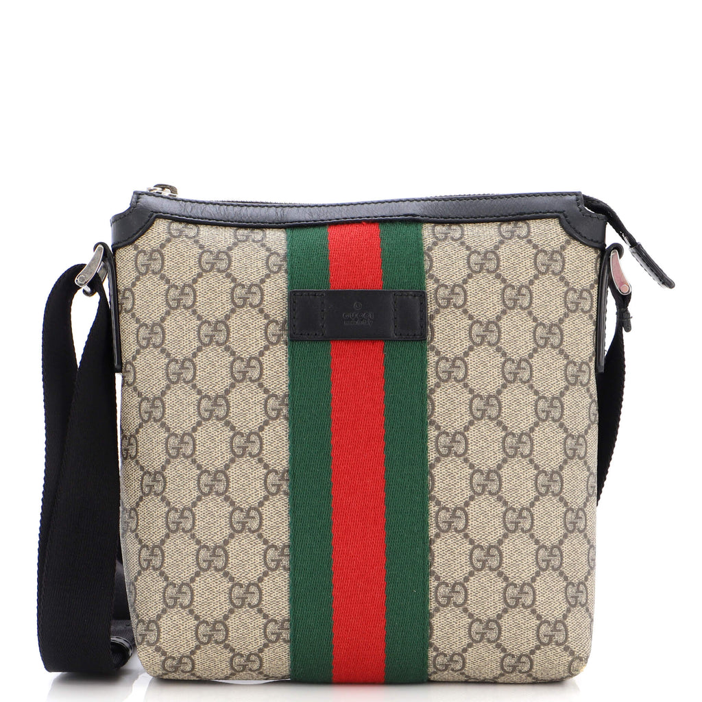 Gucci Small Leather GG Supreme Web Messenger Bag