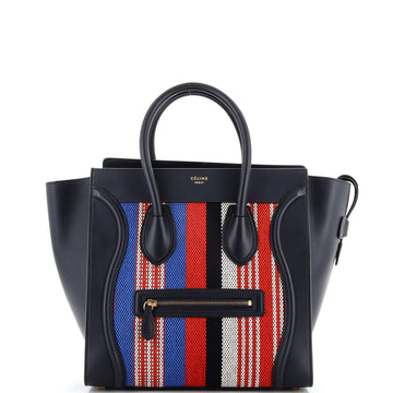 Celine Luggage Bag Woven Cotton Mini