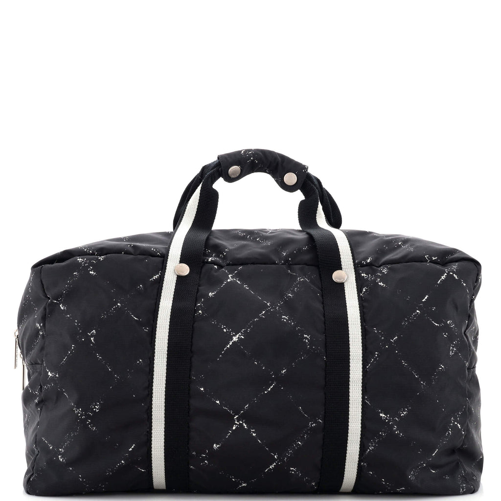 Chanel Travel Line Duffle Bag Printed Nylon Large Black 21663726