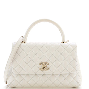 Chanel Coco Top Handle Bag Quilted Iridescent Caviar Medium