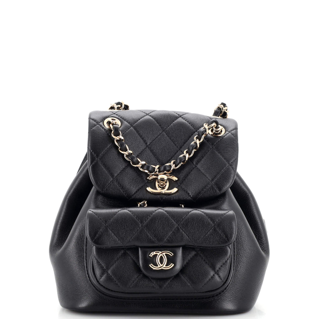 Chanel Duma Drawstring Backpack Quilted Lambskin Small Black 21663743