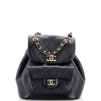 Chanel Duma Drawstring Backpack Quilted Lambskin Small Black 21663743