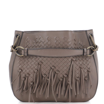 Bottega Veneta Loop Shoulder Bag Fringe Intrecciato Nappa Medium