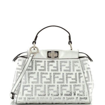 Fendi Peekaboo Bag Sequin Embellished Zucca Leather