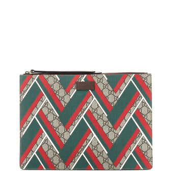 Gucci Wristlet Zip Pouch Printed GG Coated Canvas Large