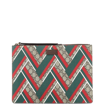 Gucci Wristlet Zip Pouch Printed GG Coated Canvas Large