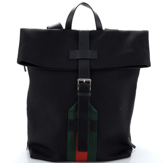Gucci Web Fold Over Backpack Techno Canvas Medium