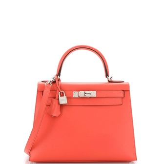 Hermes Kelly Handbag Pink Epsom with Palladium Hardware 28