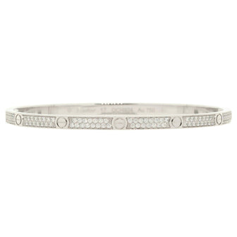 Cartier Love Bracelet 18K White Gold with Pave Diamonds Small