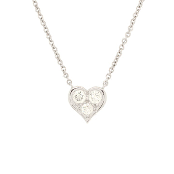 Tiffany & Co. Heart 3 Diamond Pendant Necklace Platinum with Diamonds
