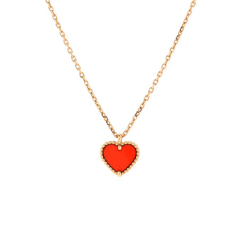 Van Cleef & Arpels Sweet Alhambra Heart Pendant Necklace 18K Rose Gold and Carnelian
