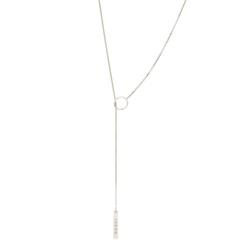 Gucci Logo Lariat Necklace 18K White Gold