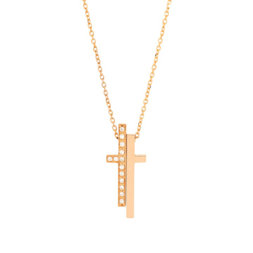 Gucci Split Cross Pendant Necklace 18K Rose Gold with Diamonds