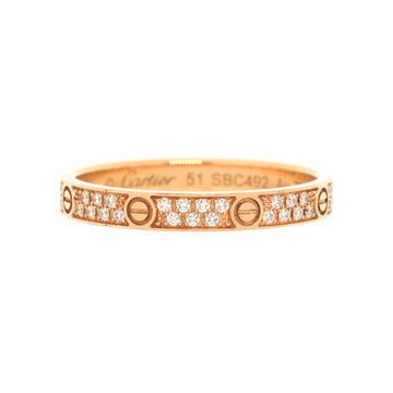 Cartier Love Wedding Band Pave Diamonds Ring 18K Rose Gold and Diamonds Small