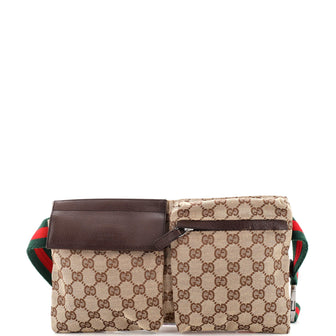 Gucci Vintage Double Belt Bag GG Canvas