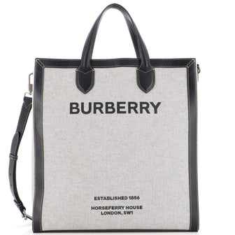 Burberry Kane Tote Horseferry Print Canvas with Leather Tall