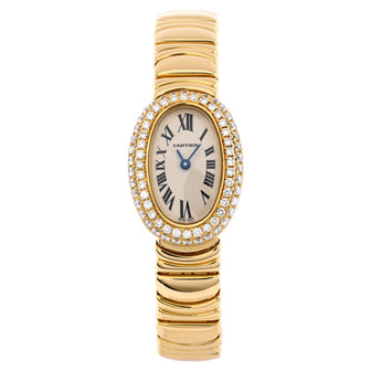 Cartier Baignoire Quartz Watch Yellow Gold with Two Row Diamond Bezel 18