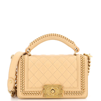 Chanel Chain Handle Boy Flap Bag Quilted Calfskin Small