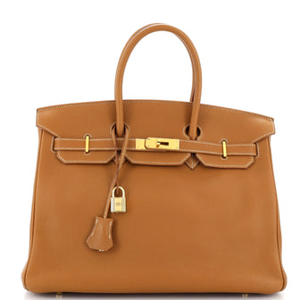 Hermes Birkin Handbag Brown Togo with Gold Hardware 35