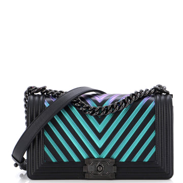 Chanel Boy Flap Bag Chevron Lambskin with Holographic PVC Old Medium