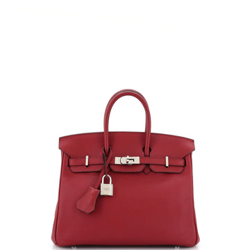 Hermes Birkin Handbag Red Swift with Palladium Hardware 25
