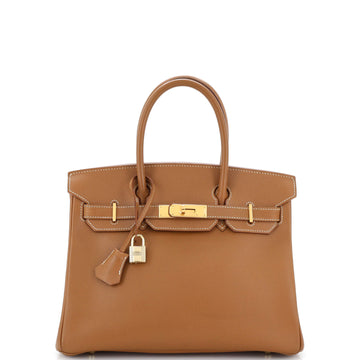 Hermes Birkin Handbag Brown Epsom with Gold Hardware 30