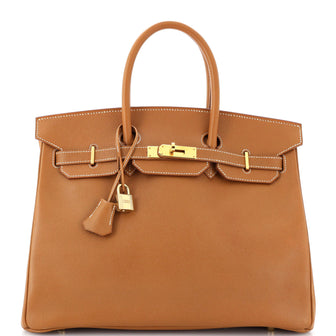 Hermes Birkin Handbag Brown Courchevel with Gold Hardware 35