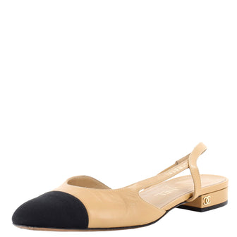 Chanel Women's Cap Toe CC Slingback Flats Leather
