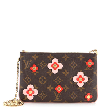 Louis Vuitton Double Zip Pochette Limited Edition Blooming Flowers Monogram Canvas
